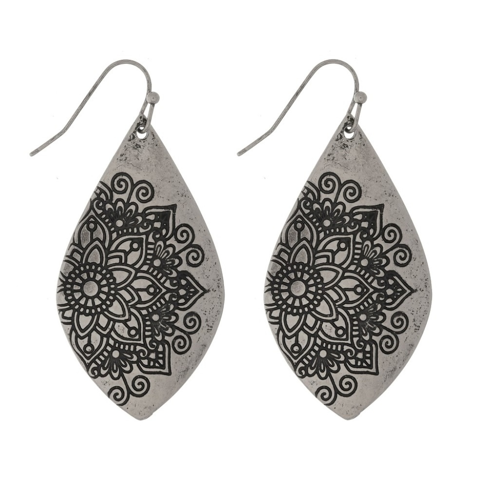 Mandala Flower Teardrop Earrings